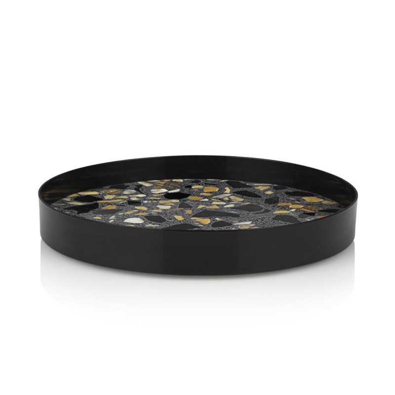 Lucie  Kaas Tray black terrazzo, Ø24,5