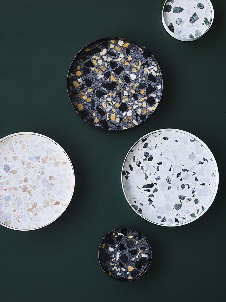 Lucie  Kaas Tray black terrazzo, Ø24,5