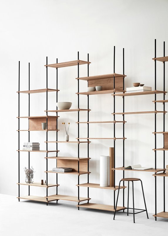 Moebe Shelving System Tall single, oak - 1 AVAILABLE AT THIS PRICE