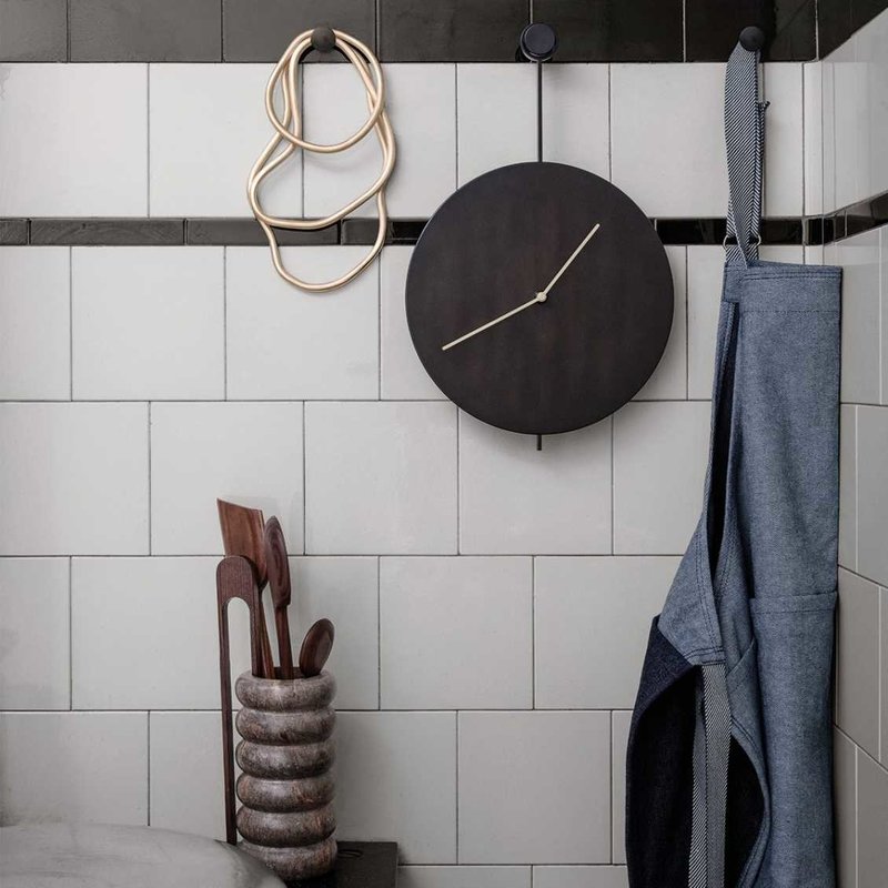 Ferm Living Trace Wall Clock - Black/Brass