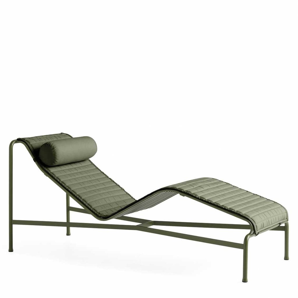 HAY Palissade Chaise Longue Quilted Cushion Olive textile