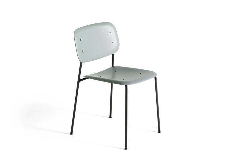 HAY Soft Edge P10 Chair Black steel base Dusty green polypropylene shell