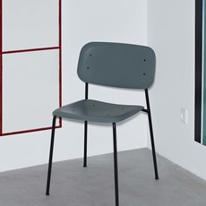 HAY Soft EdgeP10 Chair Black steel base Dusty green polypropylene shell