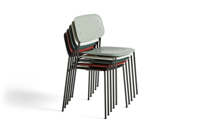 HAY Soft Edge 45 Chair Black steel base Dusty green polypropylene shell