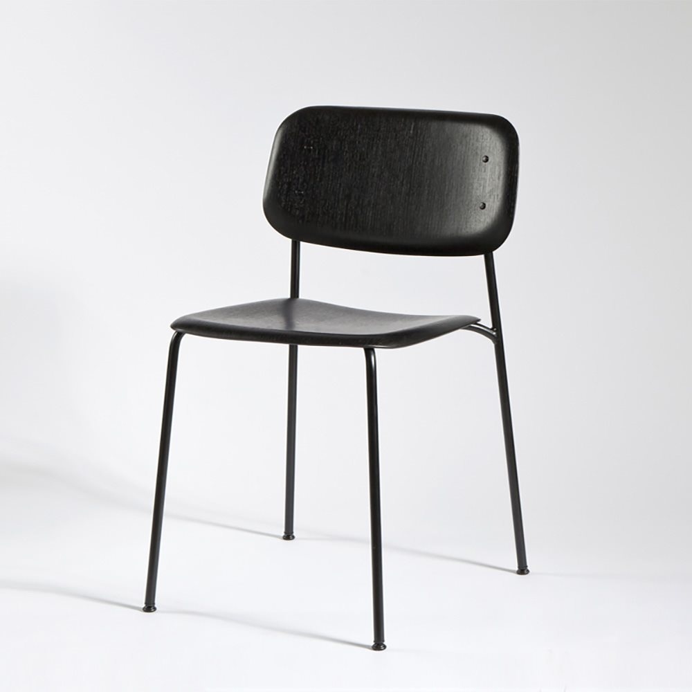 HAY Soft Edge 40 Chair Black steel base Black oak seat/back