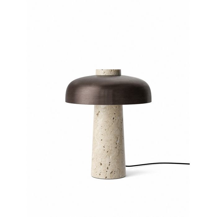 Audo Copenhagen Reverse, Table Lamp, Travertine, Bronzed Brass