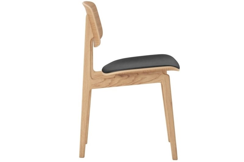 Norr11 NY11 Dining Chair, Natural Frame - Premium Leather Ultra Black
