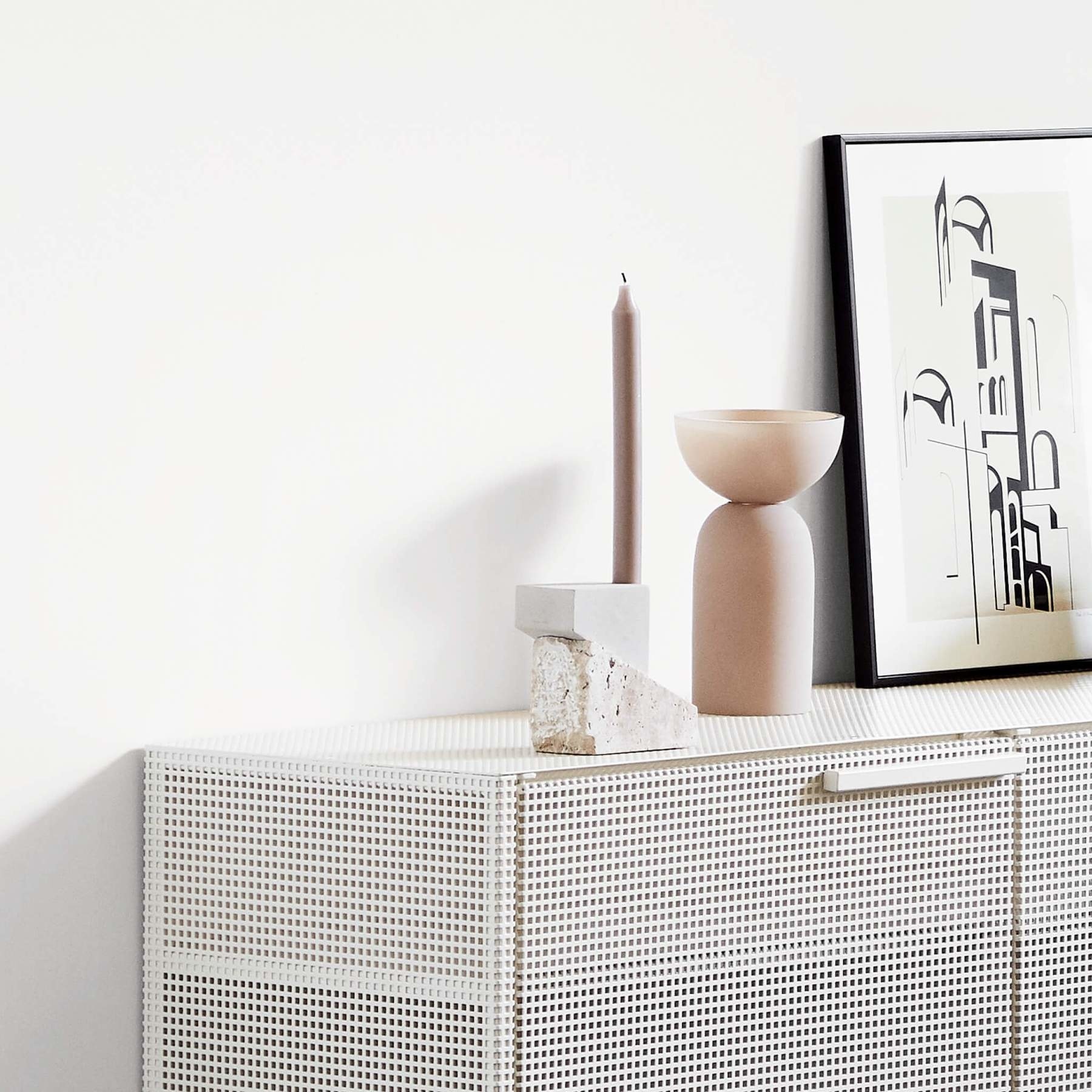 Kristina Dam Offset Candleholder Vol. 1 - Sandstone & Travertine