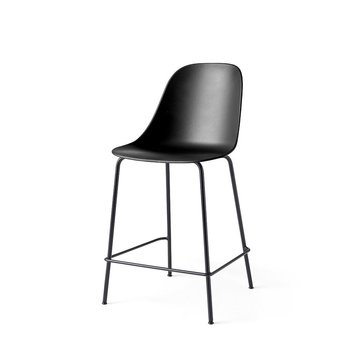 AUDO Harbour Side Counter Chair, Black Steel Base Black Shell
