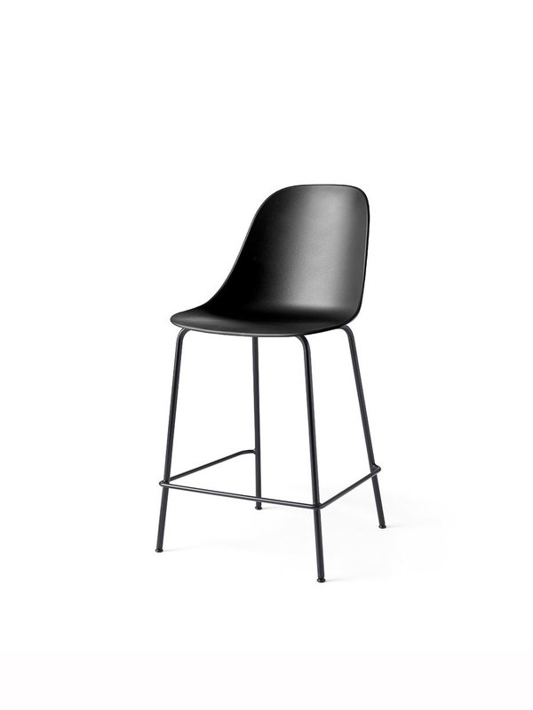 Audo Copenhagen Harbour Side Counter Chair, Black Steel Base Black Shell