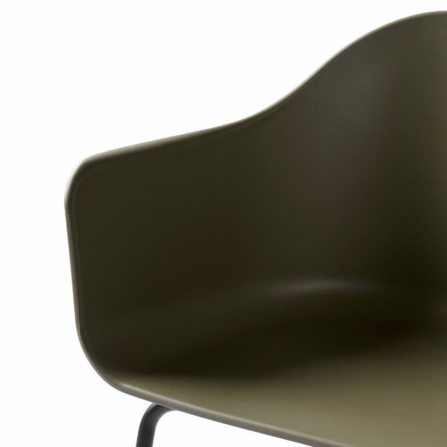 Audo Copenhagen Harbour Counter Chair, Black Base, Olive - SHOWROOM MODEL