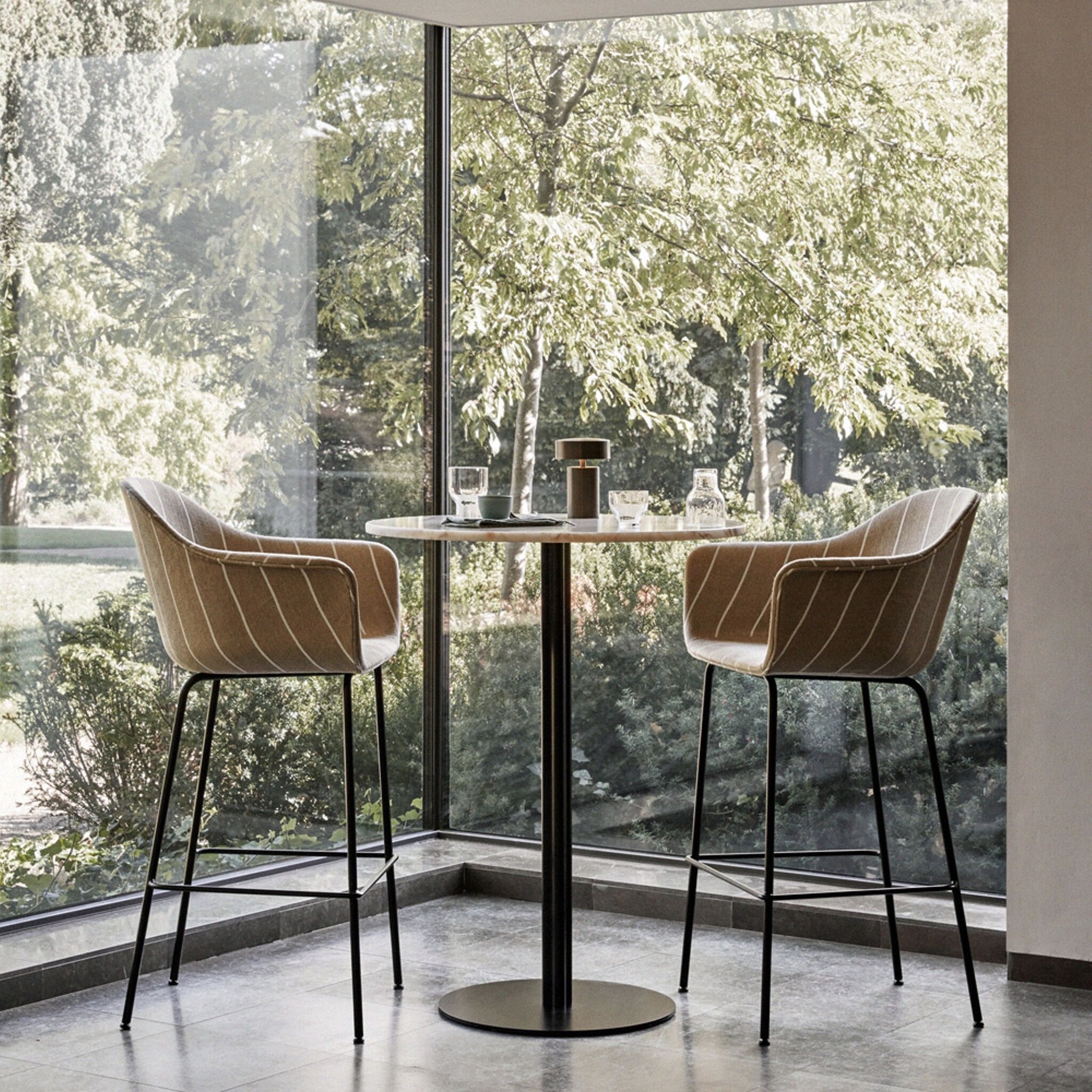 Audo Copenhagen Harbour Counter Chair, Black Base, Olive - SHOWROOM MODEL
