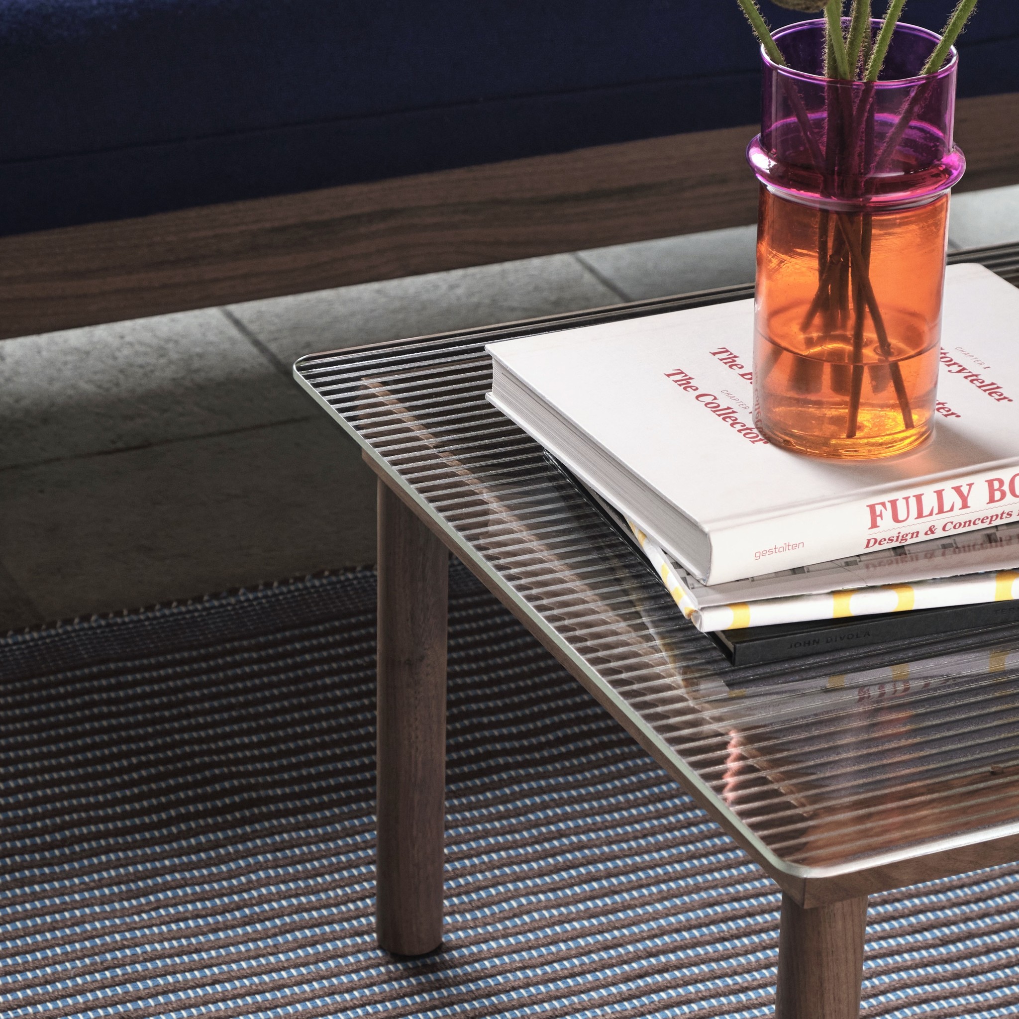 HAY Kofi 80x80 - Clear Reeded Glass/Walnut frame