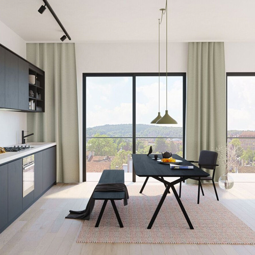 STUDIO HENK Eettafel ovaal - Slim-X Type - 260 x 120 cm - verjongd - Eiken zwarte beits/Zwart onderstel