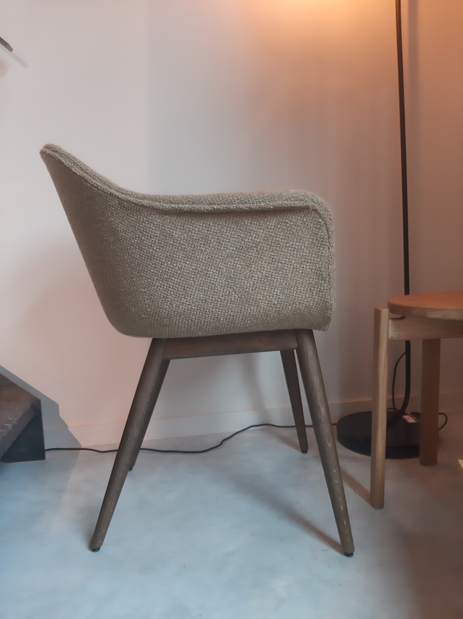 Audo Copenhagen Harbour Dining Chair - Wood Base/Gold Bouclé