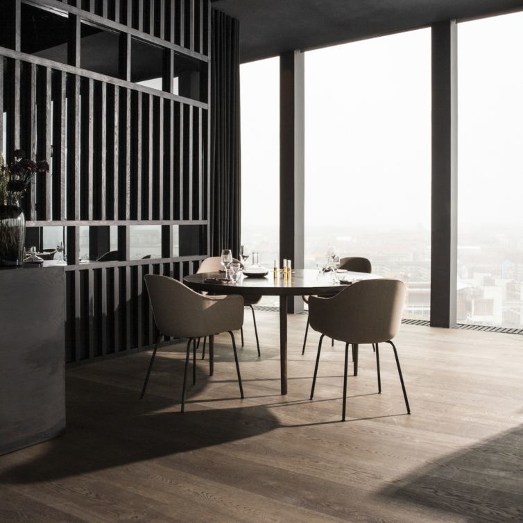 Audo Copenhagen Harbour Side Chair - Black Steel Base/Bordeaux Bouclé