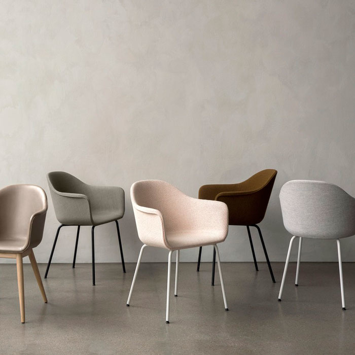 Audo Copenhagen Harbour Side Chair - Black Steel Base/Bordeaux Bouclé