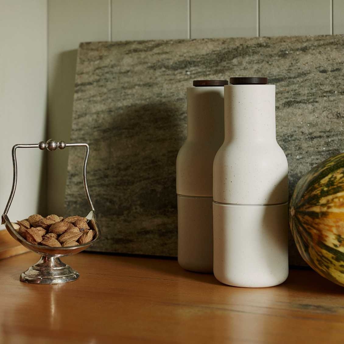 Audo Copenhagen Bottle Grinder, Hunting Green/Beige, Walnut, 2-pack