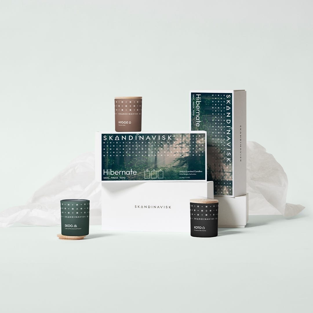 Skandinavisk GIFTSET - HIBERNATE (Skog, Hygge, Koto) 3x65g