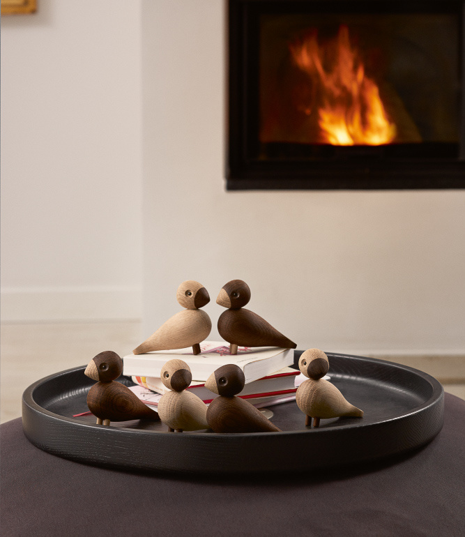 Kay Bojesen Pair of Sparrows oak/smoked oak