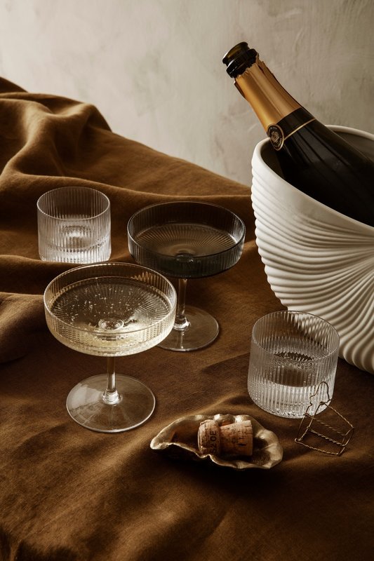 Ferm Living Ripple Champagne Saucers - set of 2 - Smoked