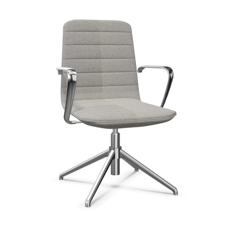 EFG Favor low back, w armrests, aluminium & fabric, 4-star swivel base, gliders f. hard floors