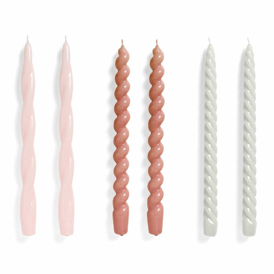HAY Candle Long Mix 6 PCS Light Rose Mauve Light Grey