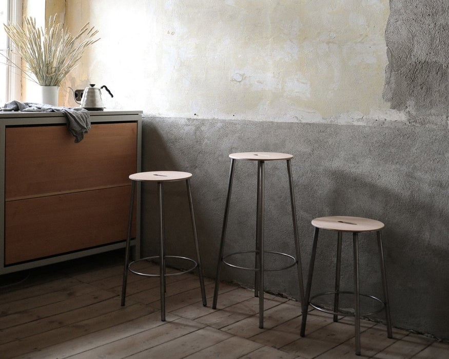 FRAMA ADAM stool | H65 | natural leather | raw steel