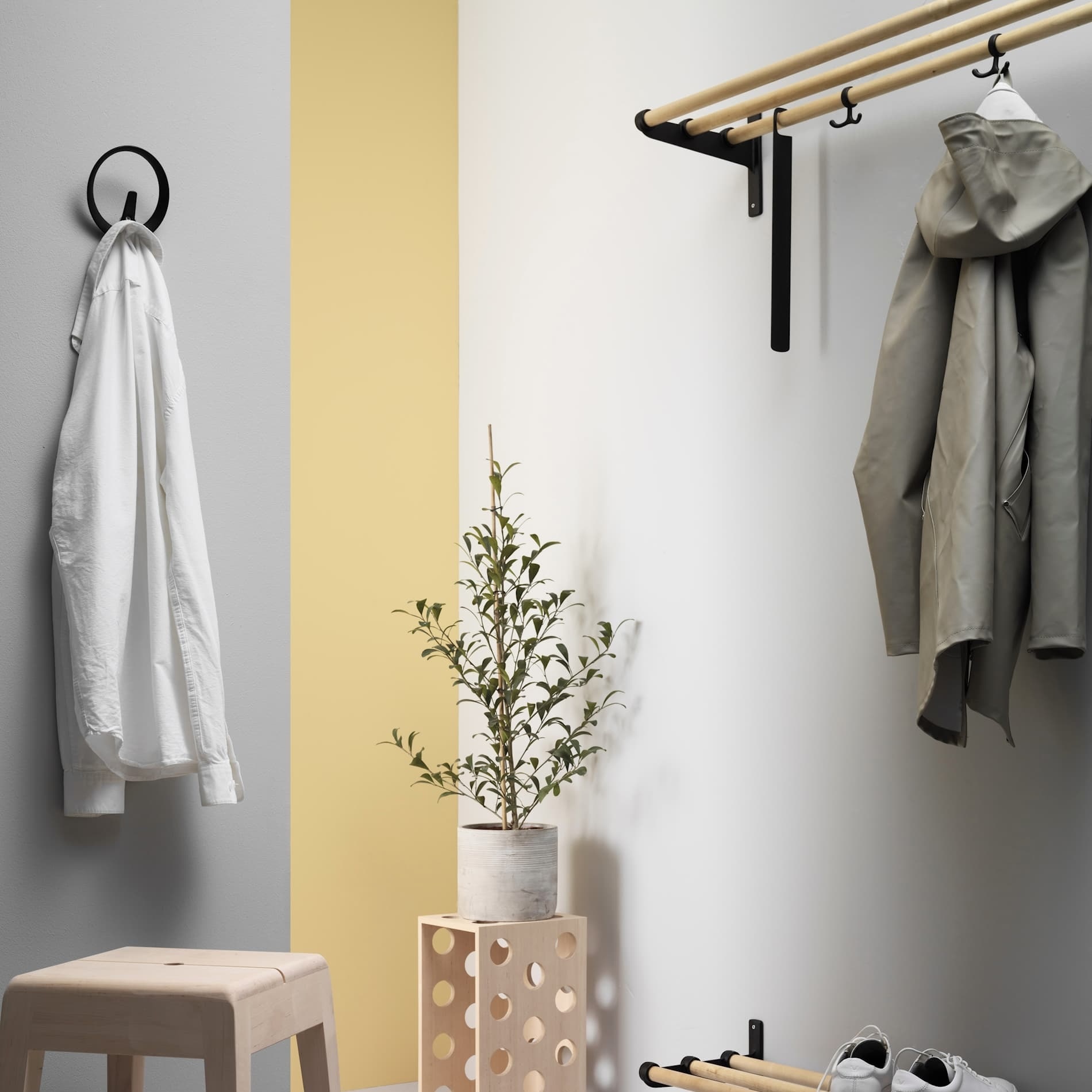 Nostalgi oak/black L 1000 mm hat/shoe rack