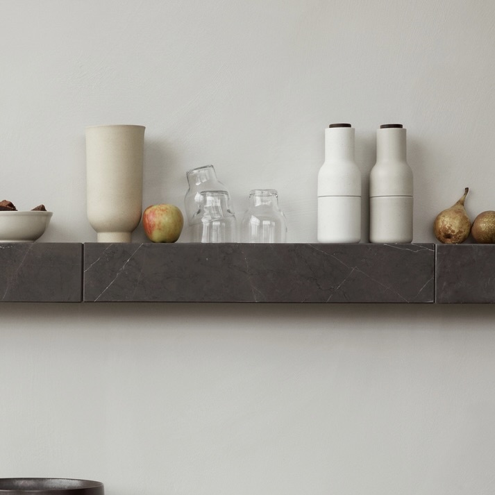 Audo Copenhagen Bottle Grinder, Sand Ceramic, Walnut, 2-pack