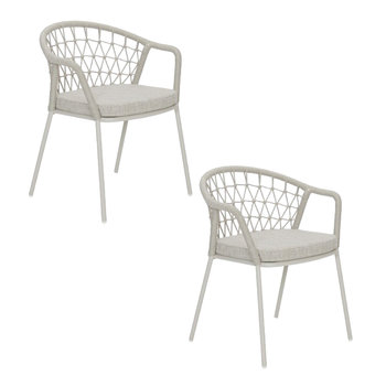 Armchair PANAREA, seat and back cushion, frame powder-coated, flat rope beige - SHOWROOM MODEL, SET OF 2