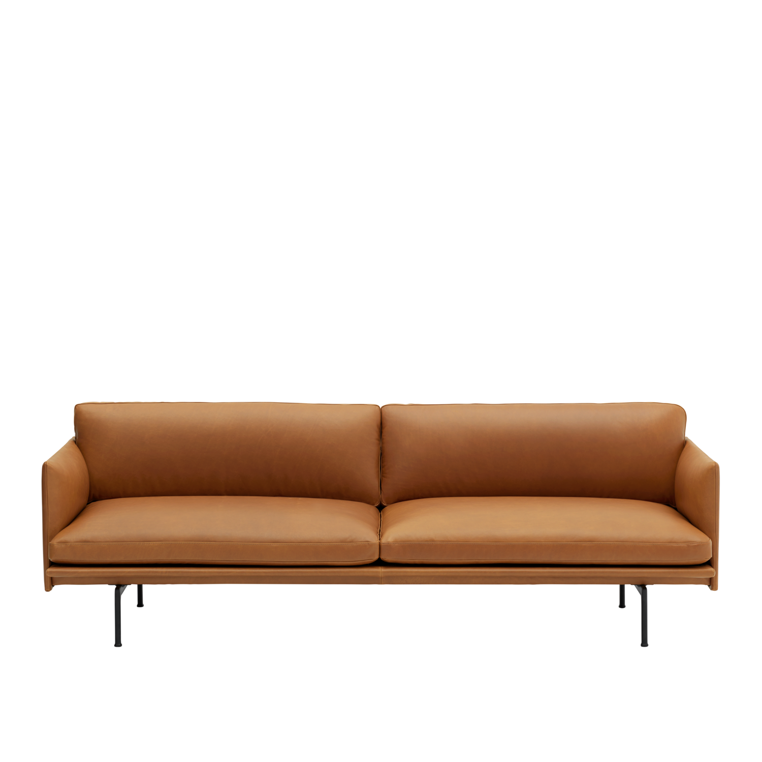Muuto OUTLINE SOFA 3-Seater - Refine Leather Cognac/Black
