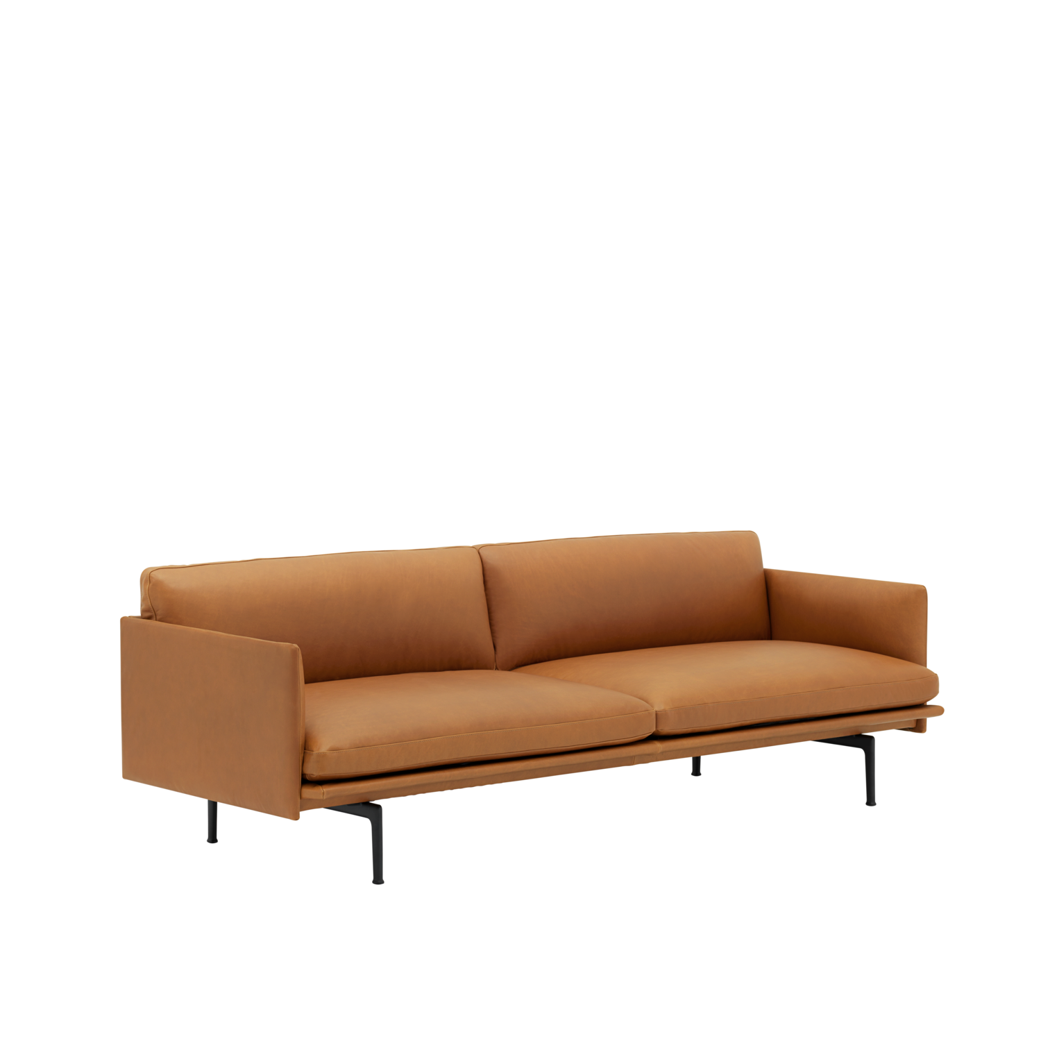Muuto OUTLINE SOFA 3-Seater - Refine Leather Cognac/Black