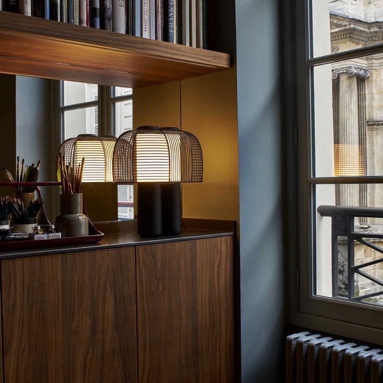 DCW editions Yasuke - Black table lamp, steel gridded shade