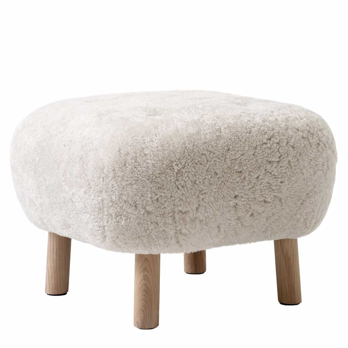 &Tradition Little Petra Pouf - Sheepskin Moonlight/Oak