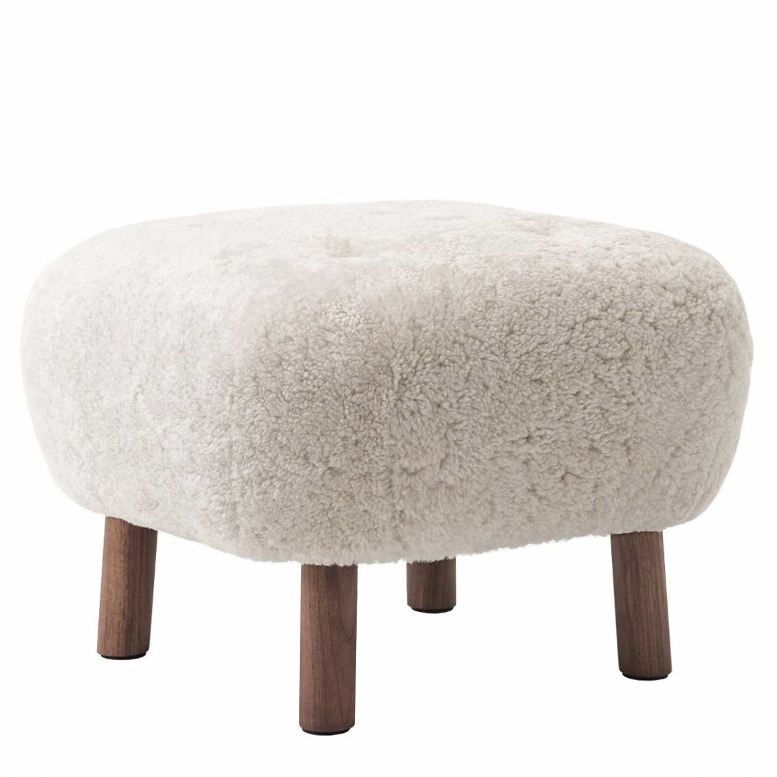 &Tradition Little Petra Pouf - Sheepskin Moonlight/Walnut