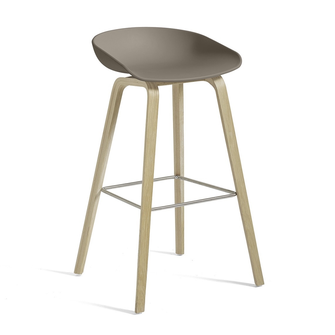 HAY AAS32 Low Oak Khaki shell w. stainless steel footrest w. felt glider H65