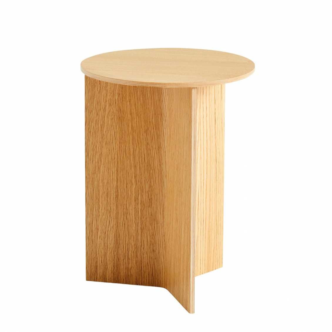 HAY Slit Table Wood - Round High 35cm Walnut
