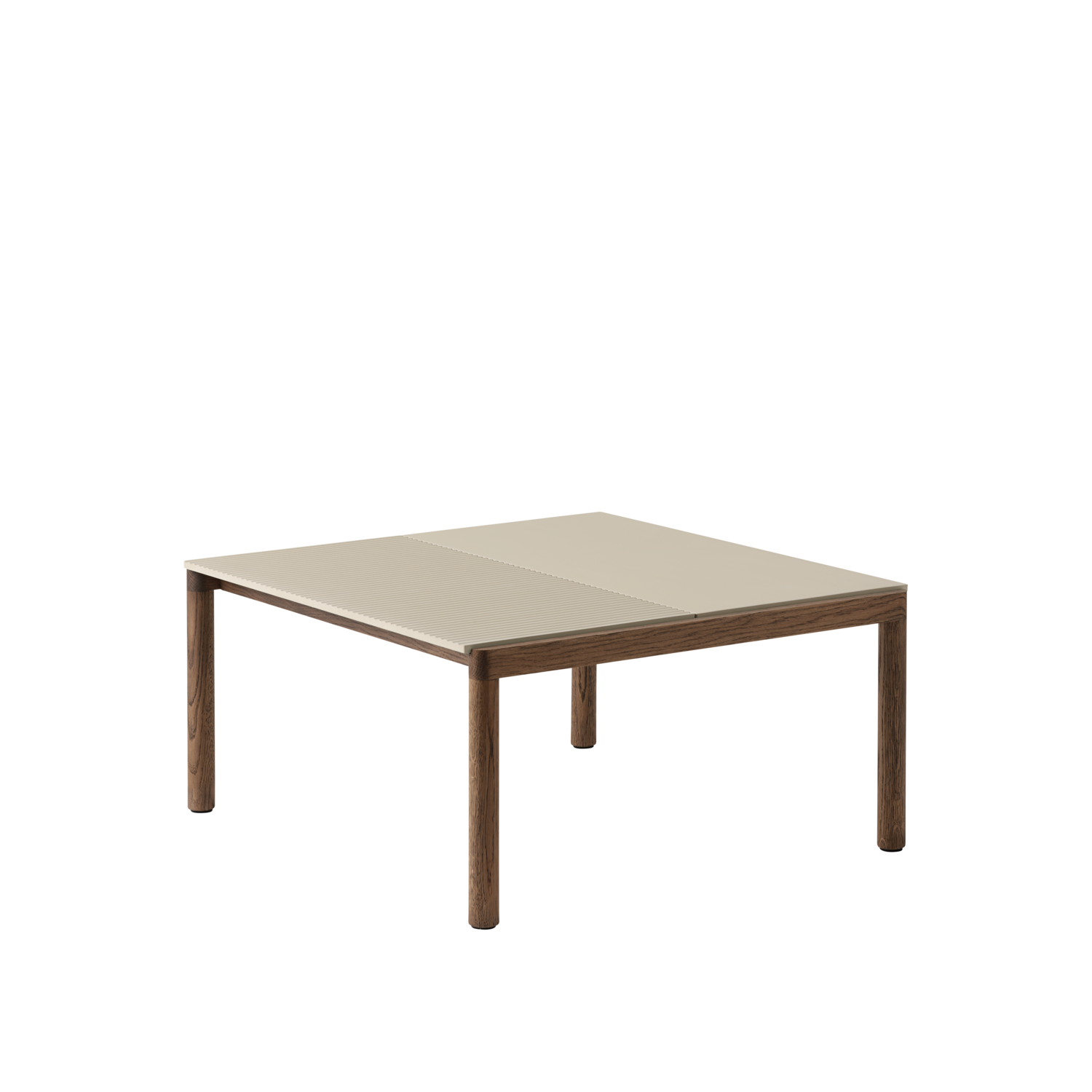 Muuto Couple Coffee Table 1 Plain 1 Wavy - Dark Oiled Oak