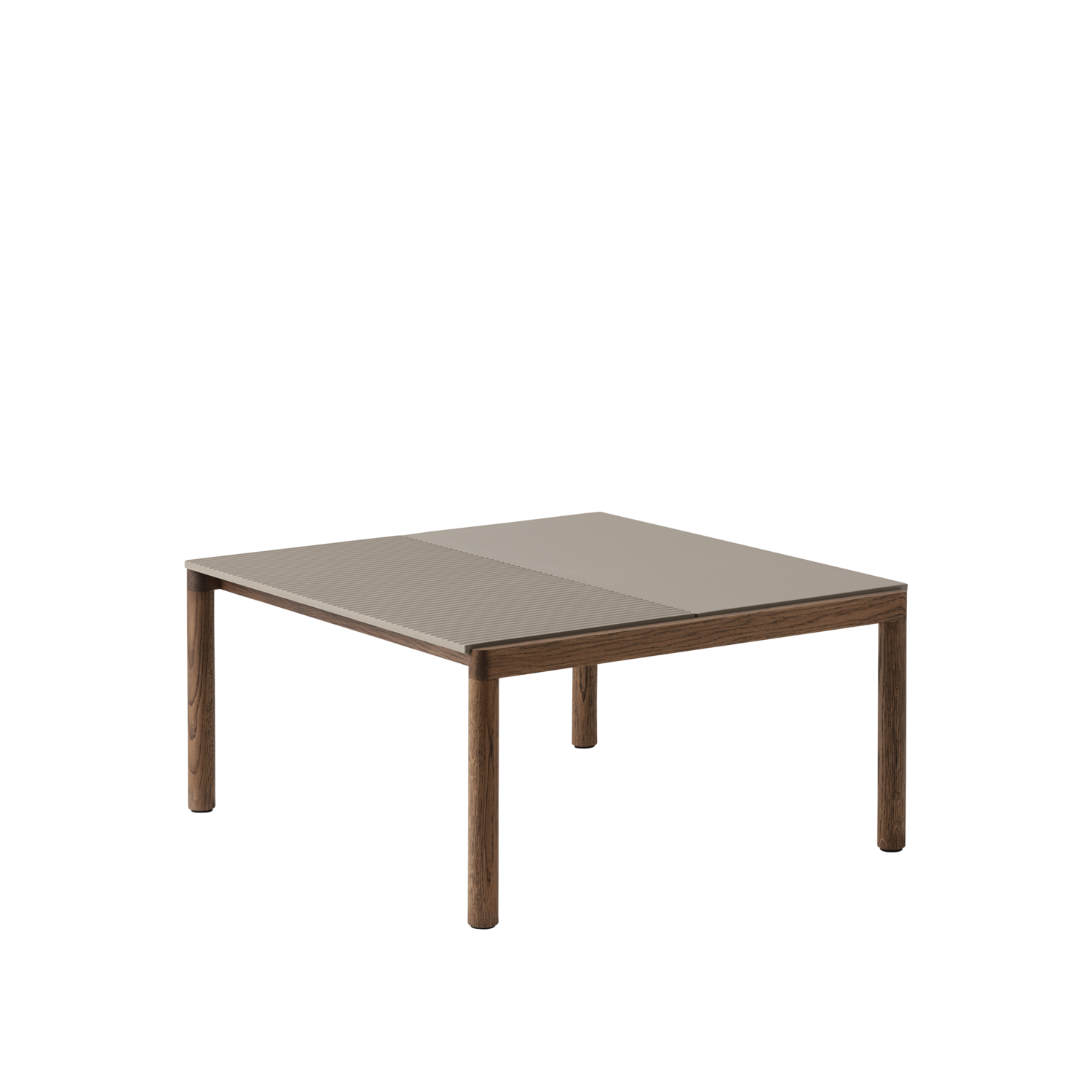 Muuto Couple Coffee Table 1 Plain 1 Wavy - Dark Oiled Oak