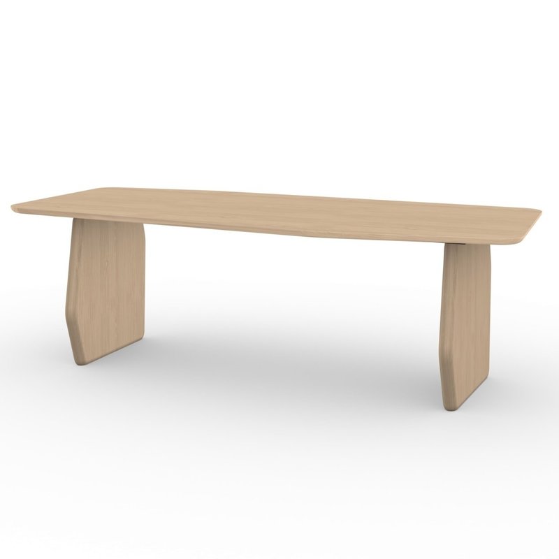 STUDIO HENK Eettafel Paper - Slant - 220 x 100 cm - radius - Eiken natural light hardwax olie