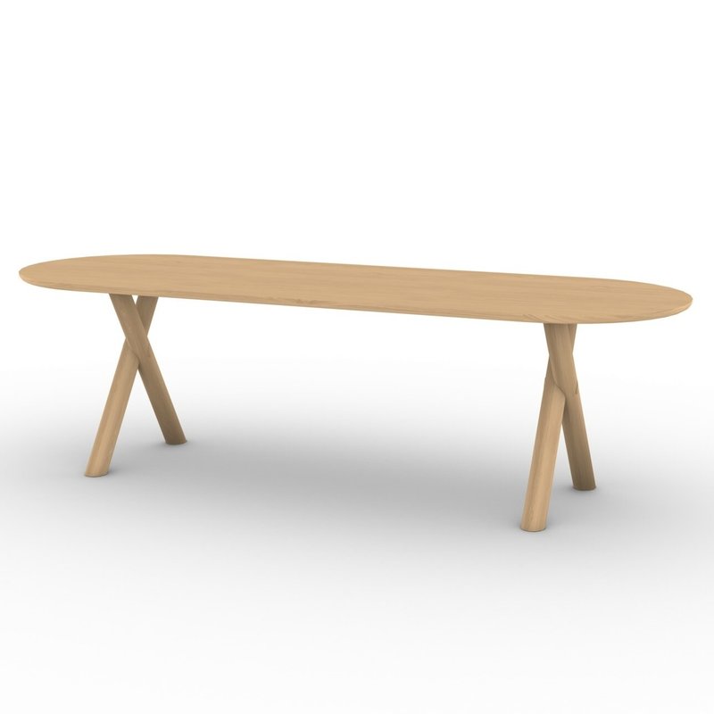 STUDIO HENK Eettafel plat ovaal - Slim X-type wood - 200 x 100 cm - radius - Eiken natural hardwax olie