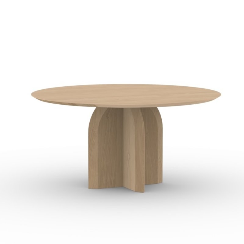 STUDIO HENK Eettafel rond - Slot - 130 cm - verjongd - Eiken natural light hardwax olie