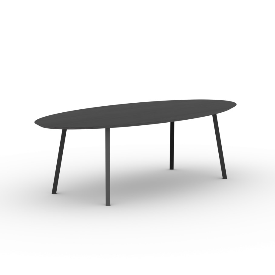 STUDIO HENK Eettafel ovaal - Slim Co - 260x120 cm - verjongd - Eiken zwarte beits/Zwart onderstel