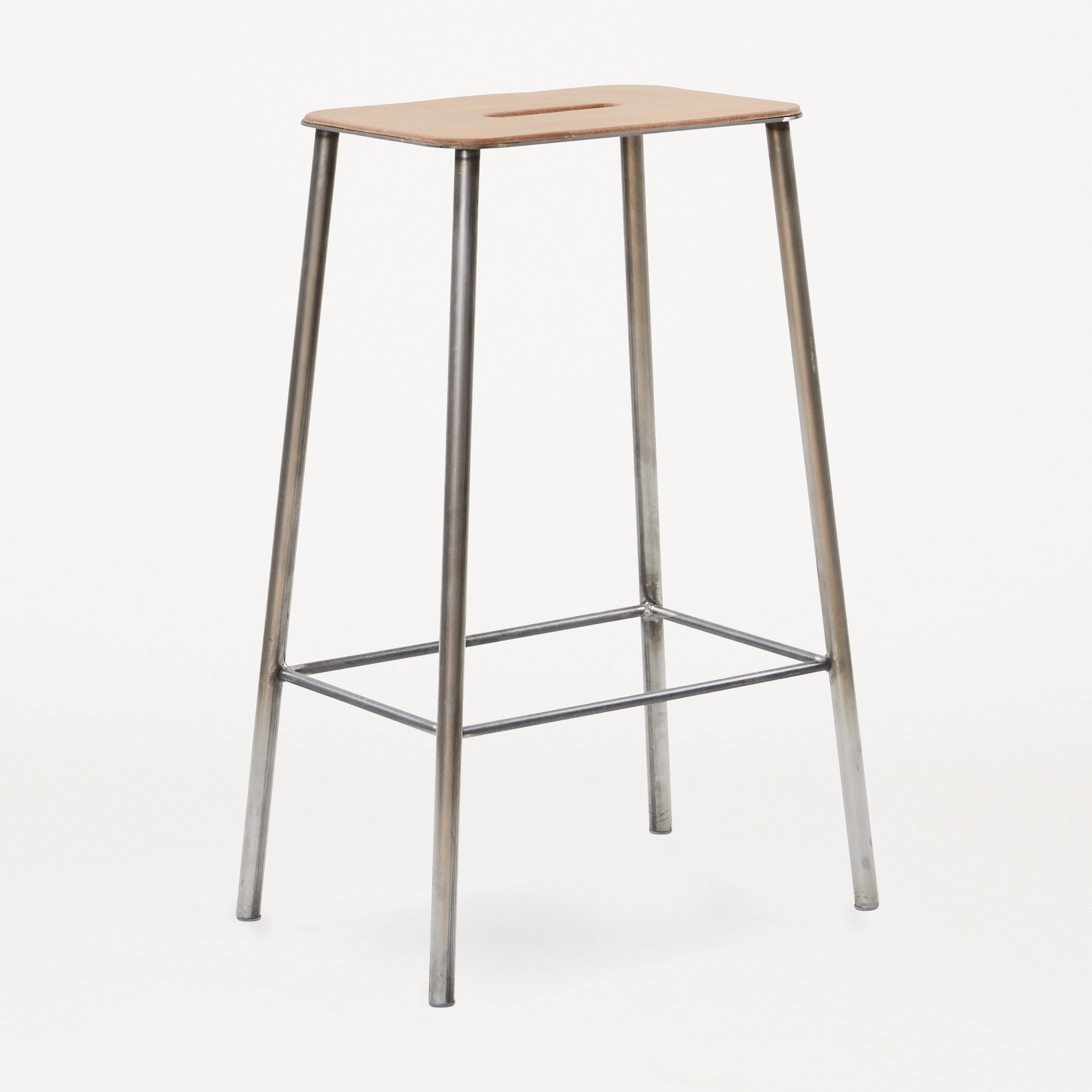 FRAMA ADAM stool | H65 | natural leather | raw steel