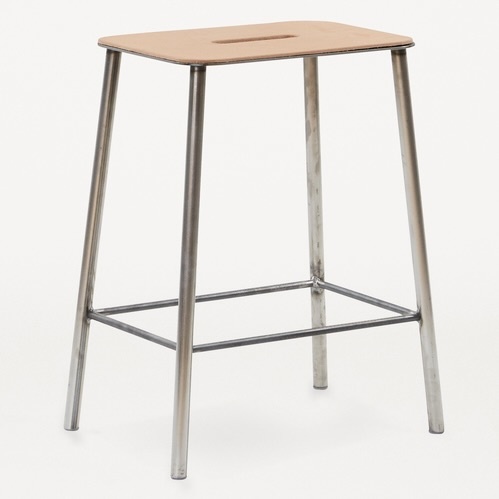 FRAMA ADAM stool | H50 | natural leather | raw steel
