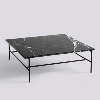 HAY Rebar Coffee table - soft black frame, black marble top - 100x104x33