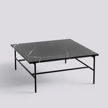 HAY Rebar Coffee table - soft black frame, black marble top - 80x84x33