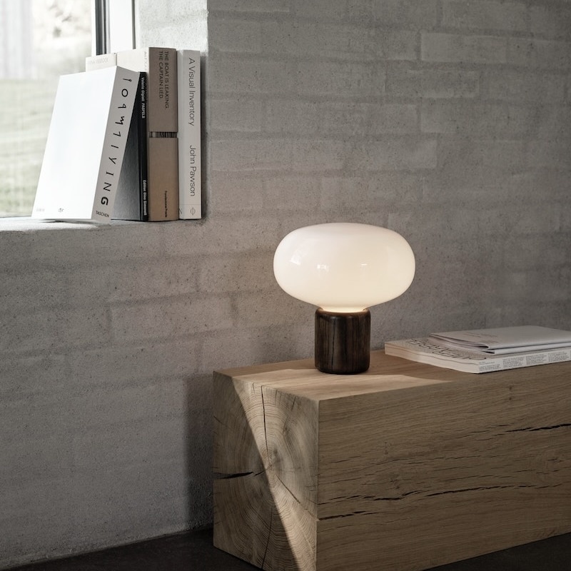 New Works Karl-Johan Table Lamp, Smoked Oak w. White Opal Glass