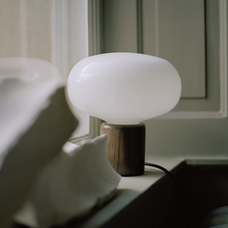 New Works Karl-Johan Table Lamp, Smoked Oak w. White Opal Glass
